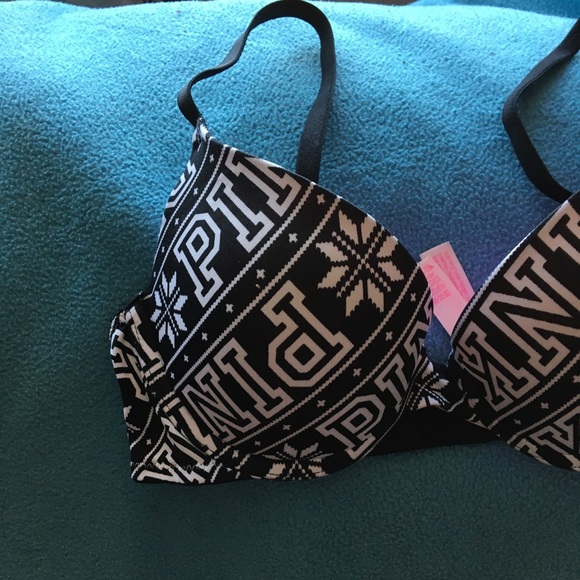 NWOT PINK Wear Everywhere Push Up Name & Snowflake Pattern Underwire Bra - Picture 2 of 11